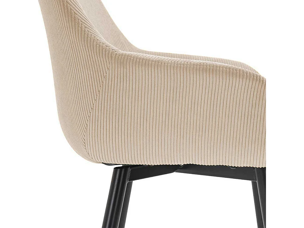 Cord Esstischstühle in Beige schwarzes Metallgestell (2er Set)