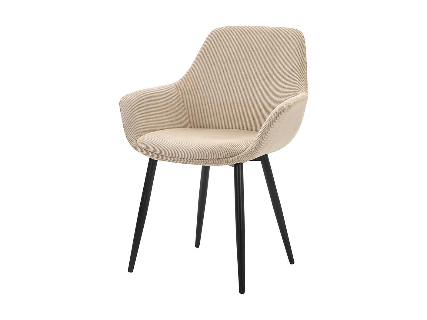 Cord Esstischstühle in Beige schwarzes Metallgestell (2er Set)