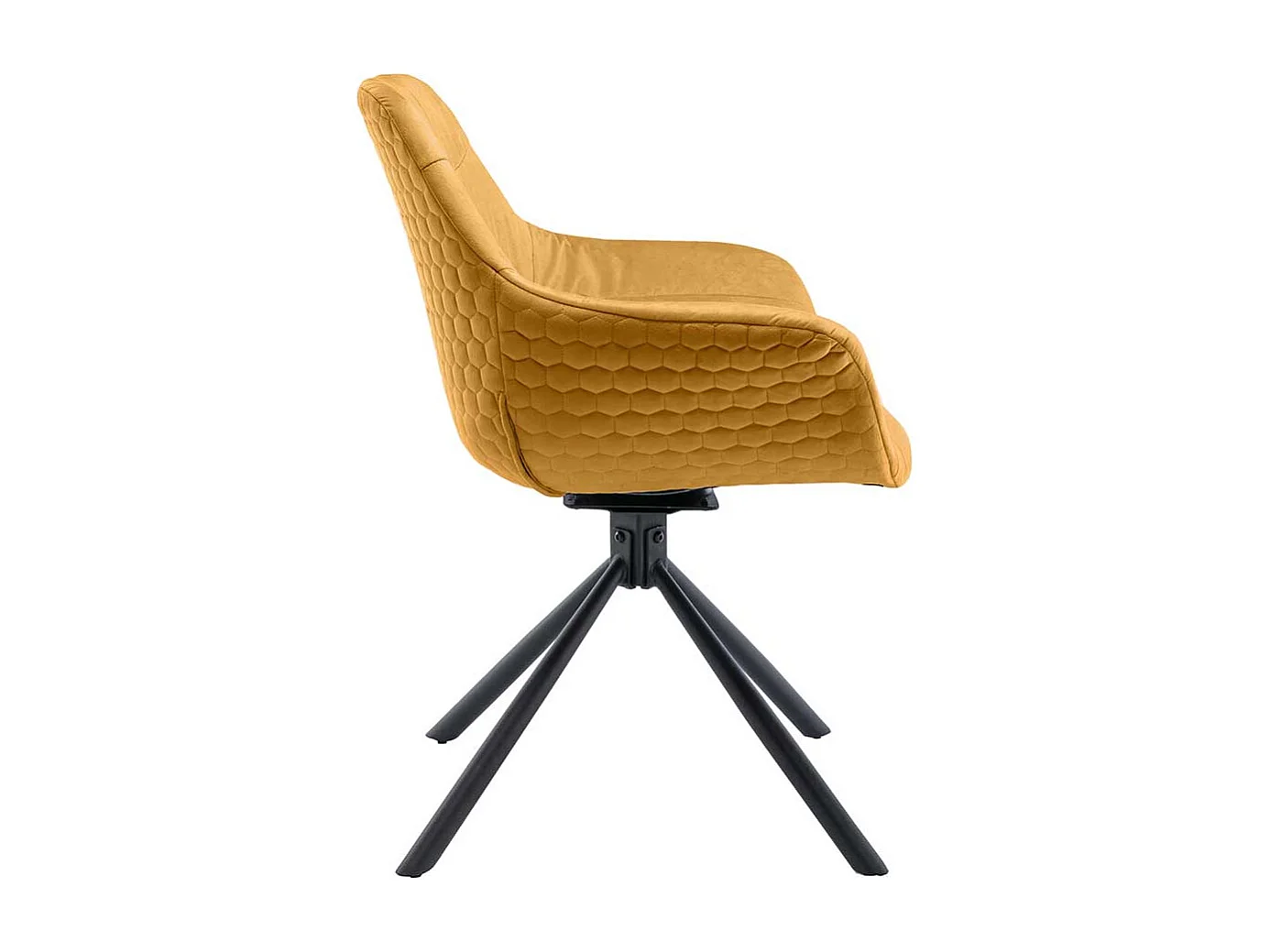 Samt Armlehnenstuhl gelb modern drehbar Gestell aus Metall