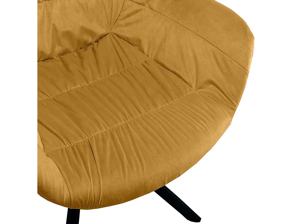 Samt Armlehnenstuhl gelb modern drehbar Gestell aus Metall