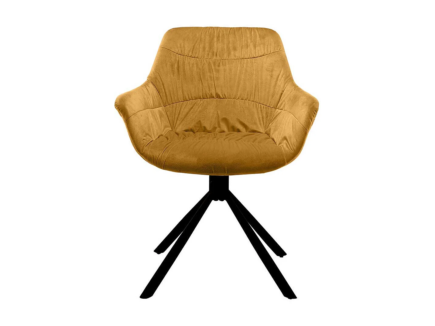 Samt Armlehnenstuhl gelb modern drehbar Gestell aus Metall