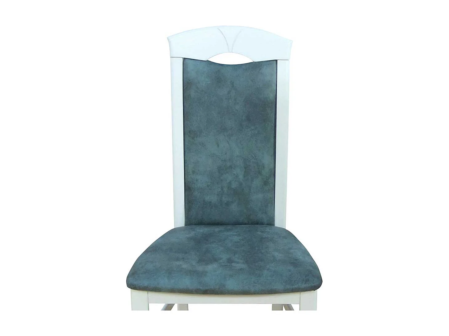 Stuhl Set in Weiß Holz Grau Blau Microfaser (2er Set)