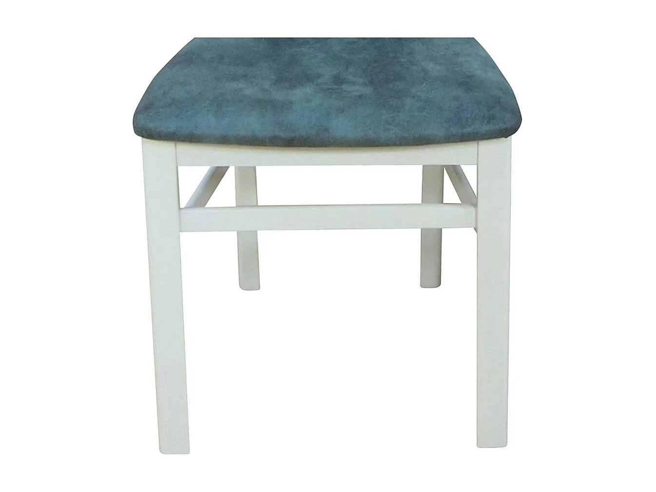 Stuhl Set in Weiß Holz Grau Blau Microfaser (2er Set)