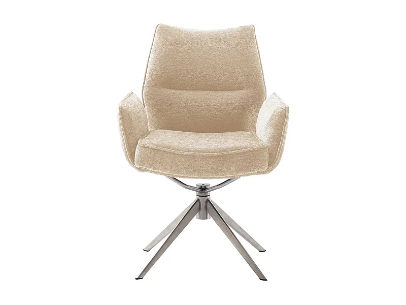 Stuhl Küche Armlehnstuhl in Cremeweiß mit Gestell aus Metall (2er Set)