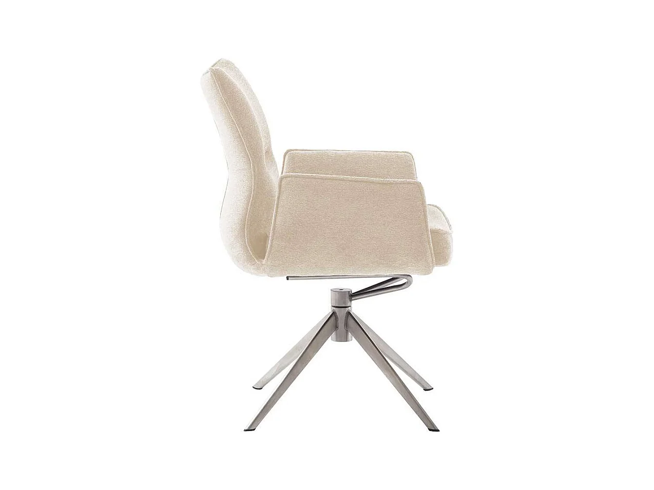 Stuhl Küche Armlehnstuhl in Cremeweiß mit Gestell aus Metall (2er Set)