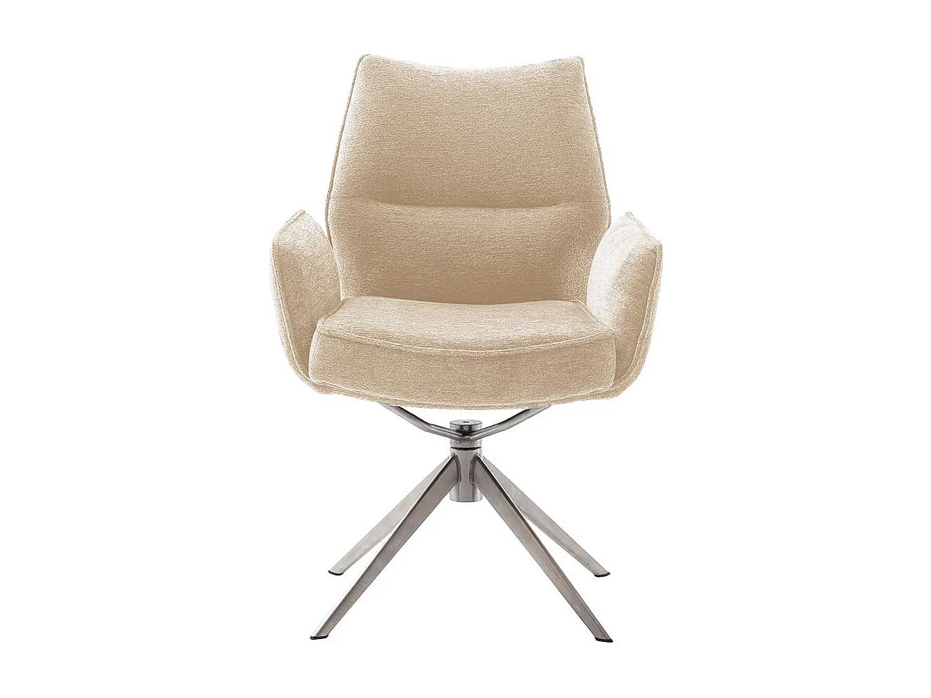 Stuhl Küche Armlehnstuhl in Cremeweiß mit Gestell aus Metall (2er Set)