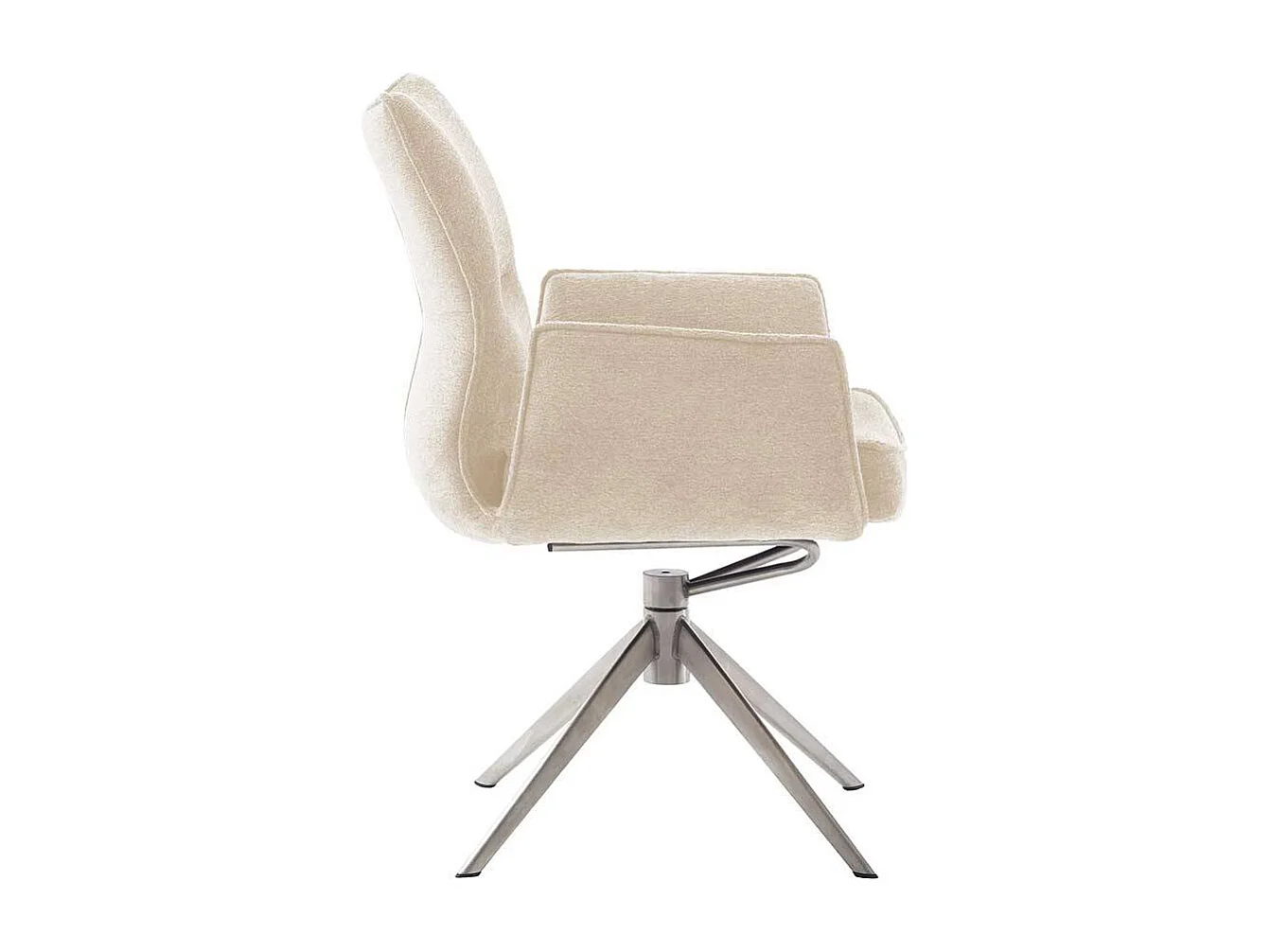 Stuhl Küche Armlehnstuhl in Cremeweiß mit Gestell aus Metall (2er Set)