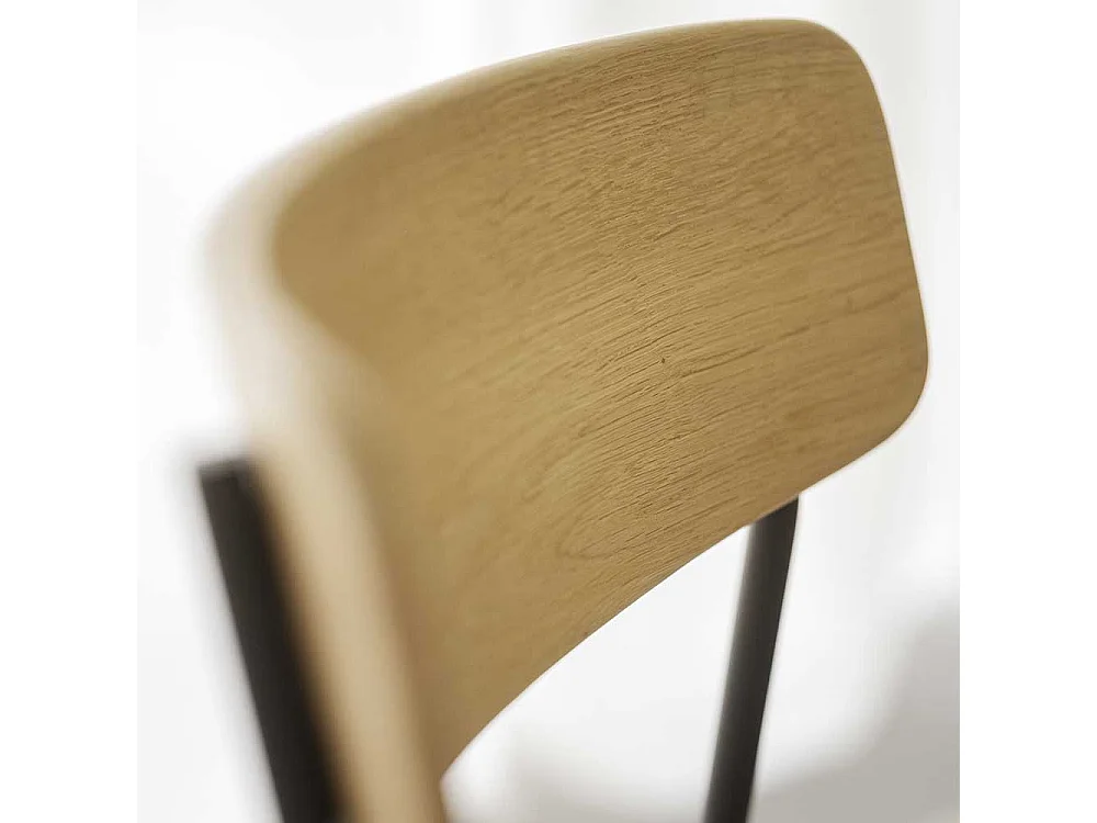 Essstuhl Küchenstuhl aus Metall mit Rückenlehne aus Holz (2er Set)