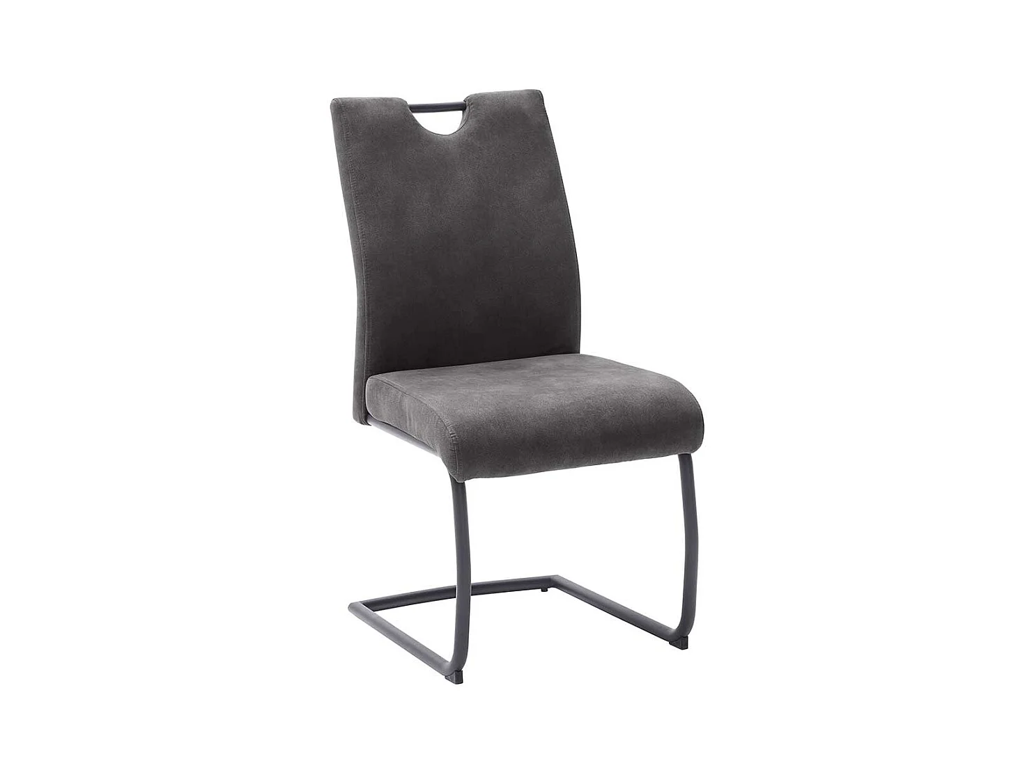 Freischwinger in Dunkelgrau und Schwarz Gestell aus Metall (2er Set)