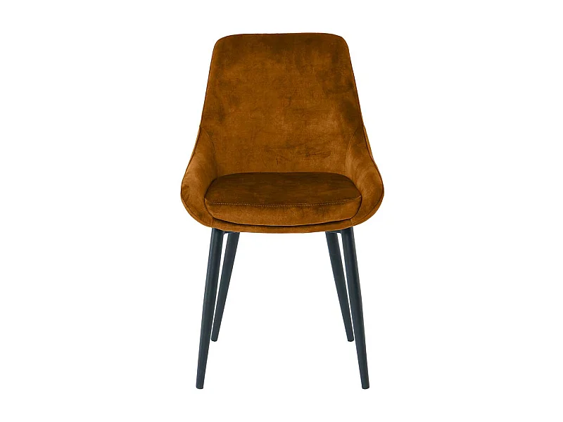 Stuhl Set Samt in Ocker Gelb Gestell aus Metall (2er Set)