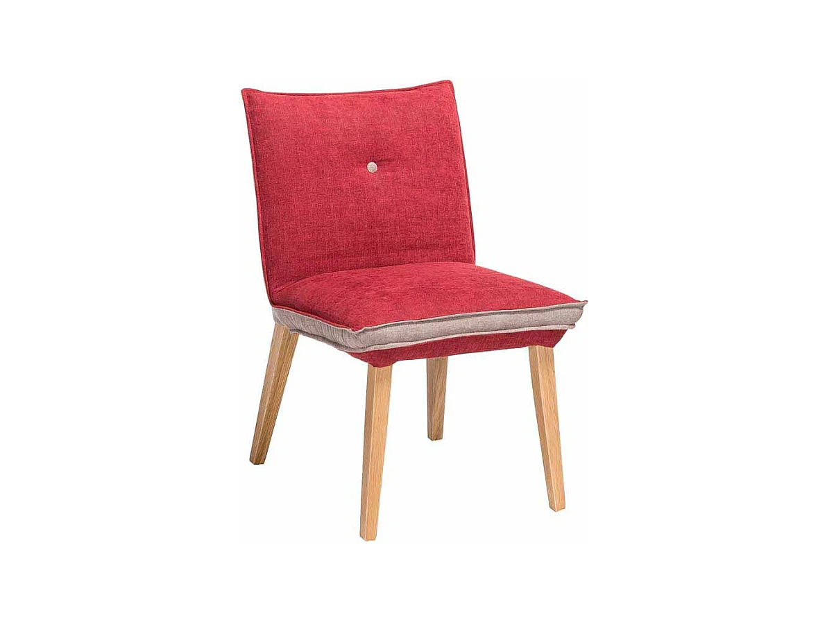 Esstischstuhl Set in Rot Beige Webstoff Holzbeine (2er Set)