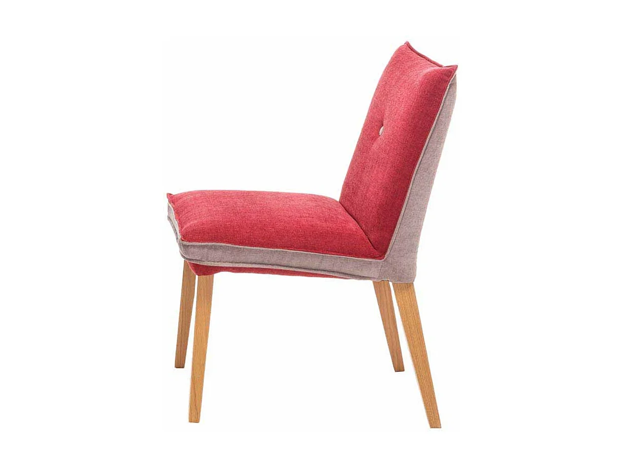 Esstischstuhl Set in Rot Beige Webstoff Holzbeine (2er Set)