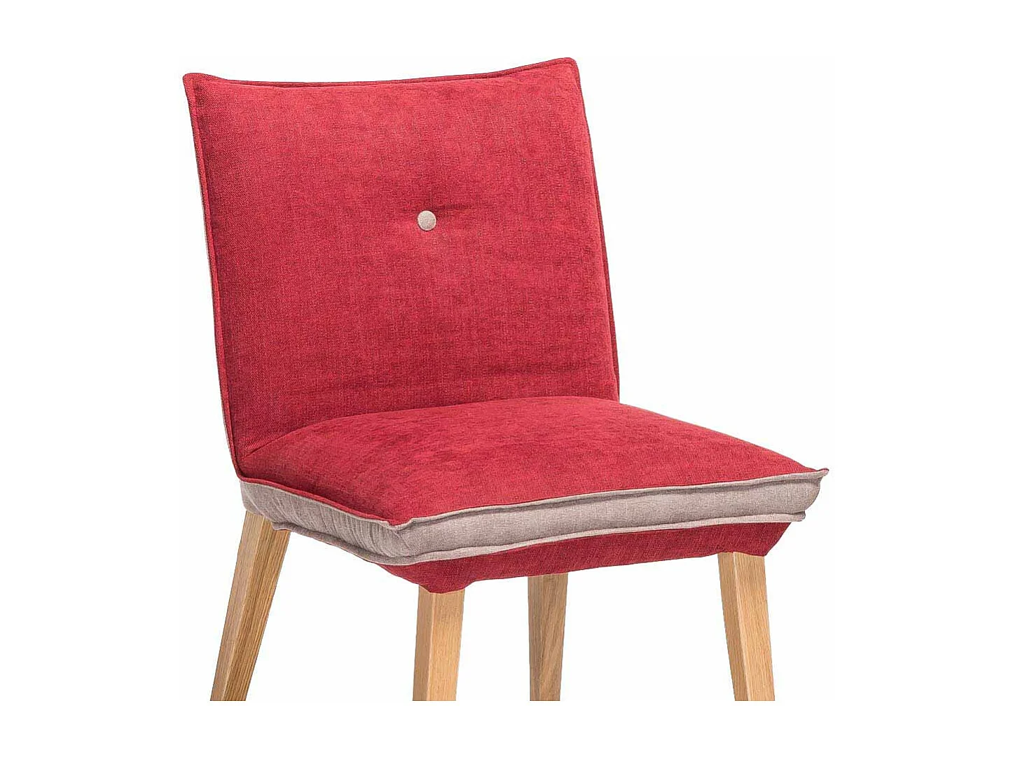 Esstischstuhl Set in Rot Beige Webstoff Holzbeine (2er Set)