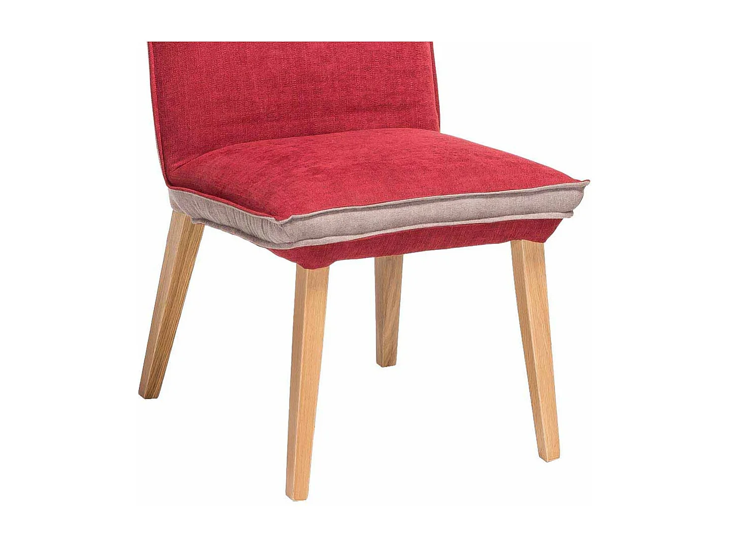 Esstischstuhl Set in Rot Beige Webstoff Holzbeine (2er Set)