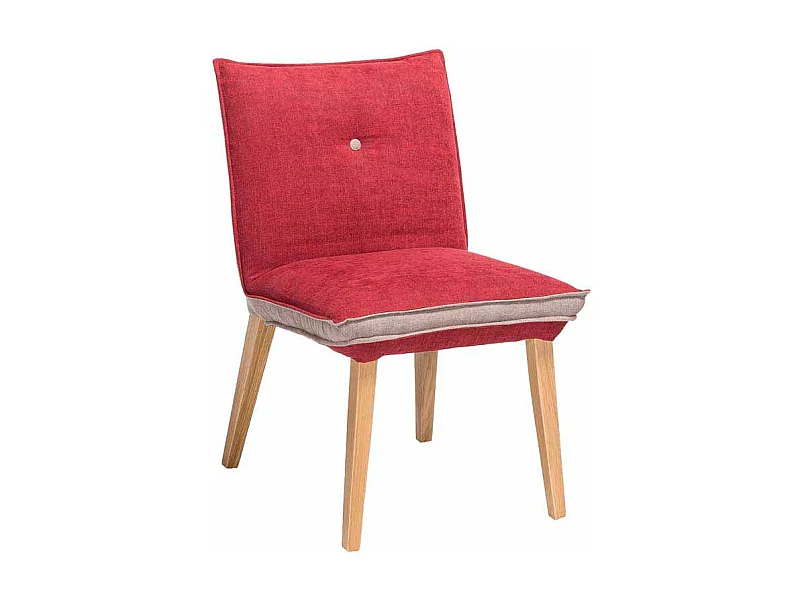 Esstischstuhl Set in Rot Beige Webstoff Holzbeine (2er Set)