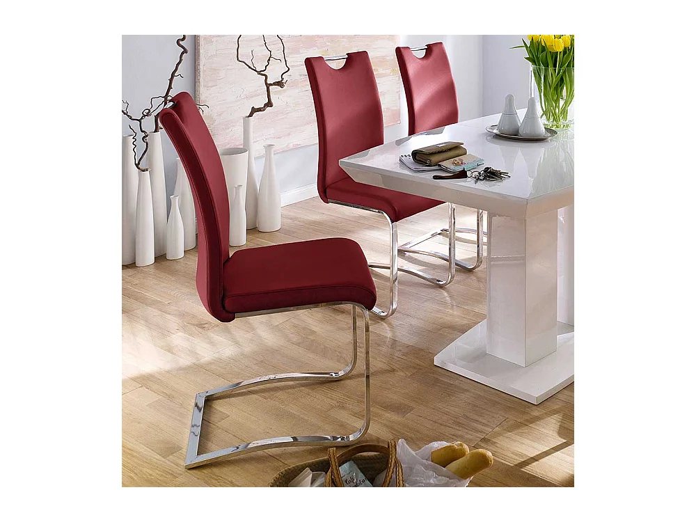 Freischwinger Set in Rot mit Griff (4er Set)