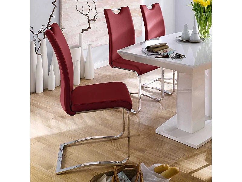 Freischwinger Set in Rot mit Griff (4er Set)