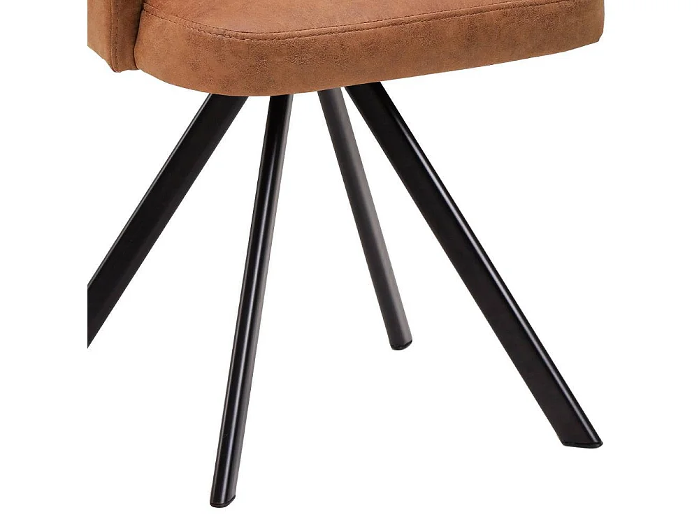 Esszimmerstuhl Polsterstuhl in Cognac Braun aus Microfaser