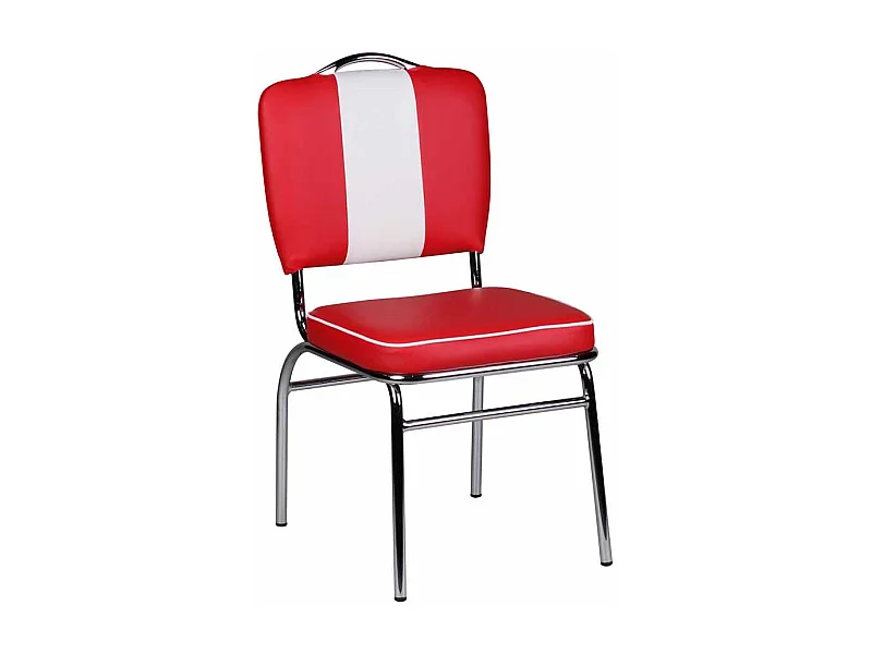 Polsterstuhl in Rot Weiß Retro
