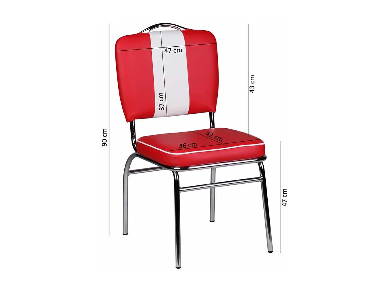 Polsterstuhl in Rot Weiß Retro