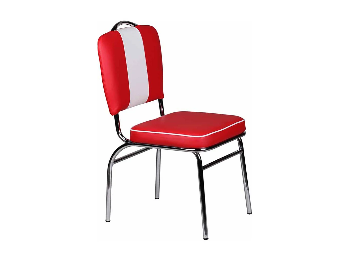 Polsterstuhl in Rot Weiß Retro