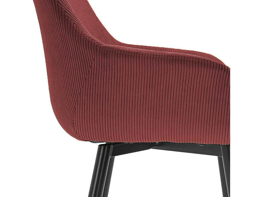 Polsterstuhl Esszimmer in Bordeaux Bezug aus Cord (2er Set)