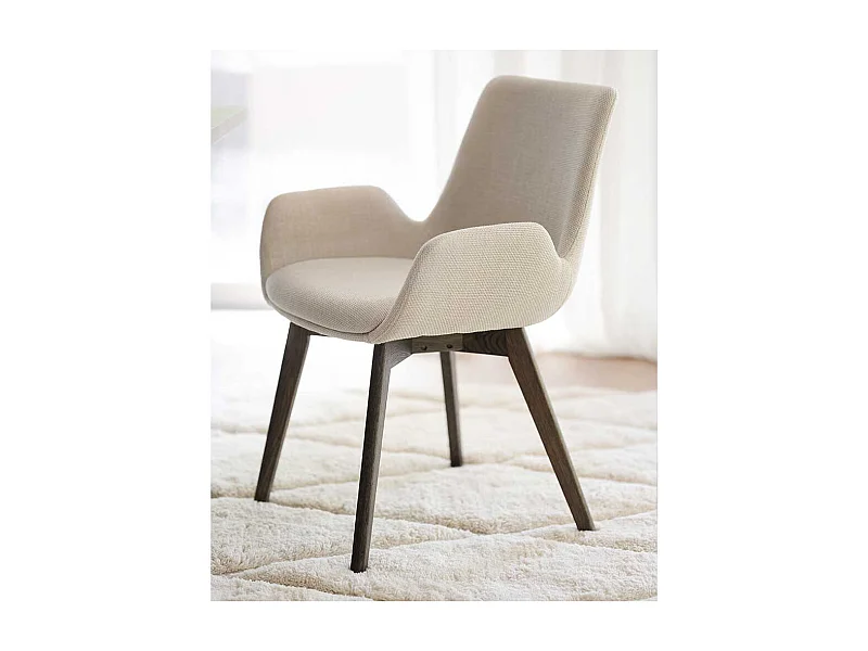 Esszimmerstühle in Beige Stoff Eiche dunkel (2er Set)