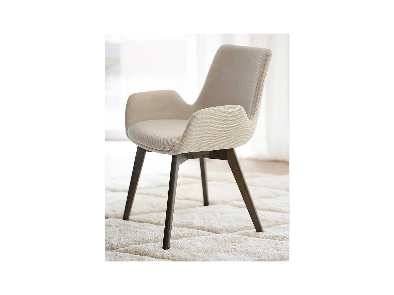 Esszimmerstühle in Beige Stoff Eiche dunkel (2er Set)