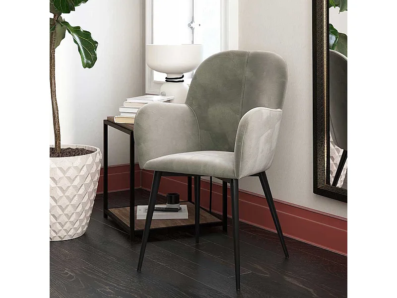 Samt Armlehner grau in modernem Design Gestell aus Metall