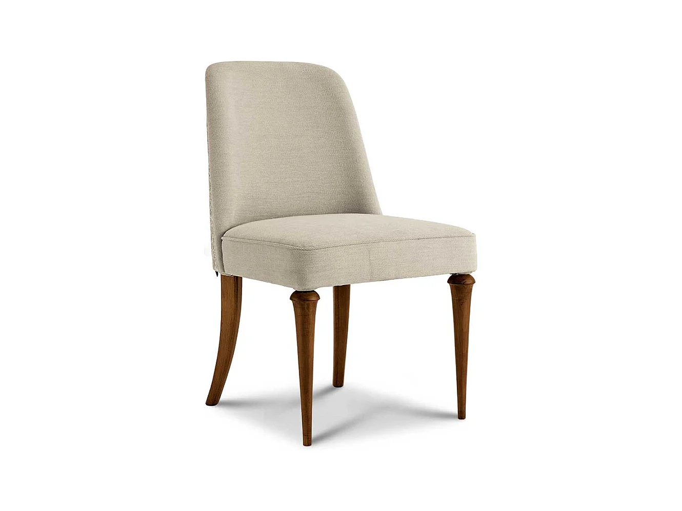 Klassischer Polsterstuhl aus Webstoff Beige Buche Massivholz