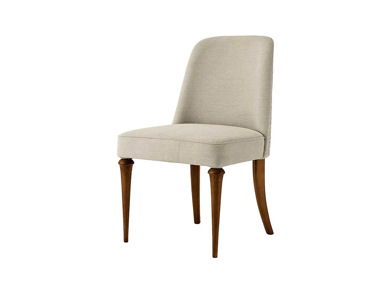 Klassischer Polsterstuhl aus Webstoff Beige Buche Massivholz