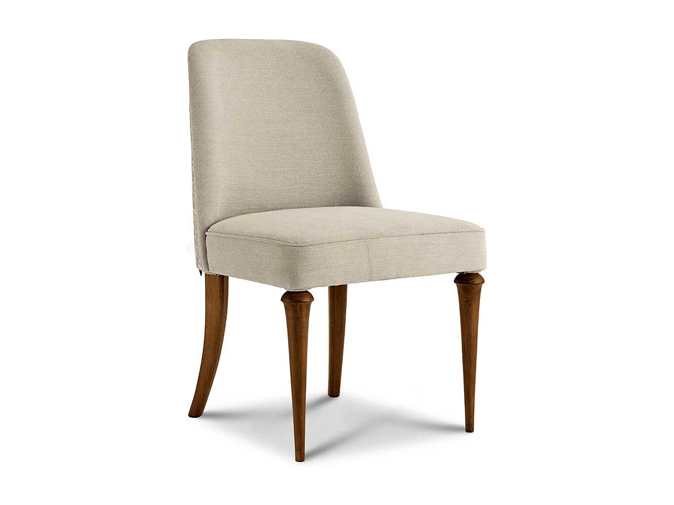 Klassischer Polsterstuhl aus Webstoff Beige Buche Massivholz