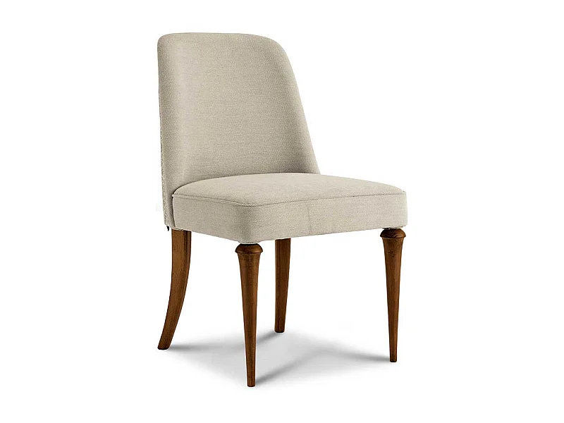 Klassischer Polsterstuhl aus Webstoff Beige Buche Massivholz