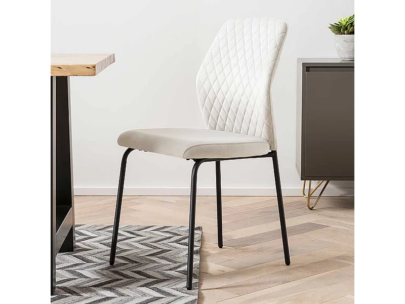 Stuhl Set Samt Metall in Beige und Schwarz 47 cm breit (2er Set)
