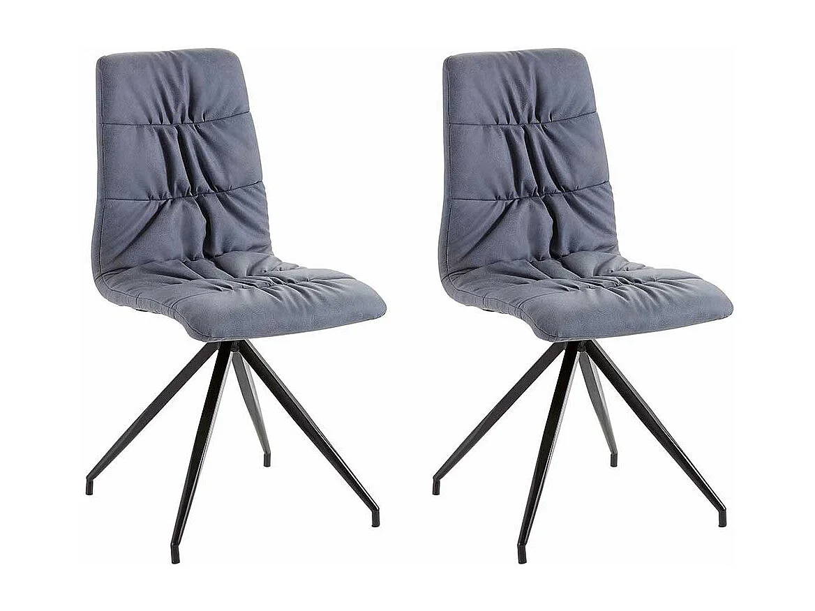 Polsterstuehle Esszimmer mit aufwendigen Steppungen Blaugrau (2er Set)