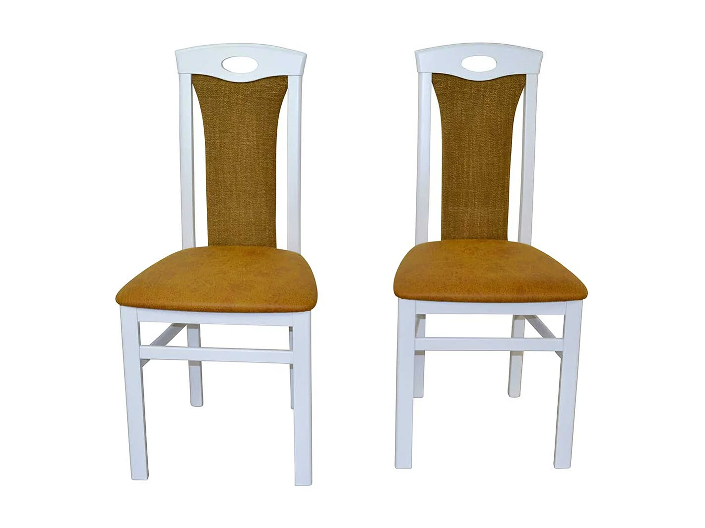 Gepolsterte Stühle in Weiß Ocker Gelb (2er Set)