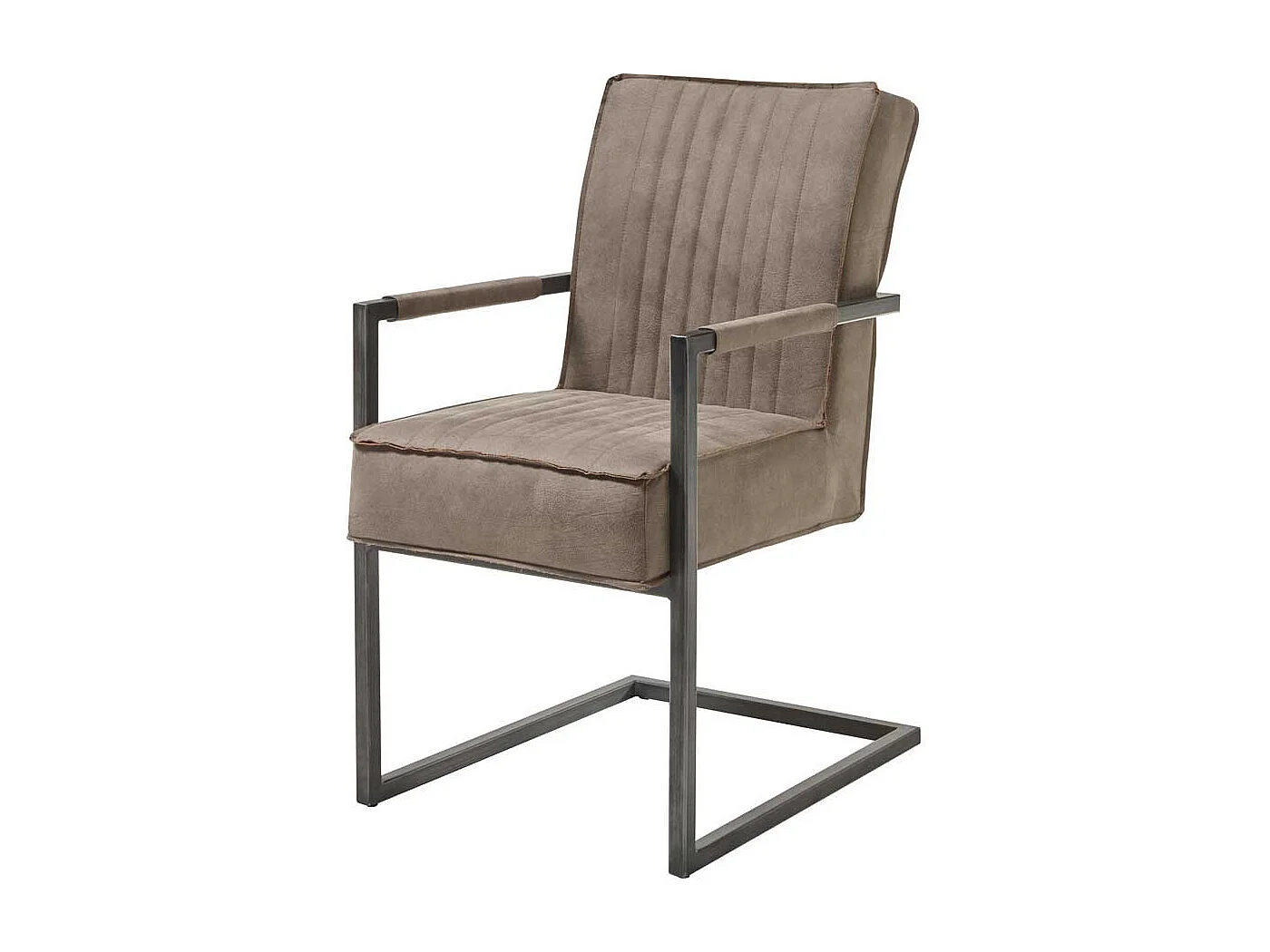 Freischwingerstühle in Taupe und Schwarz Armlehnen (2er Set)