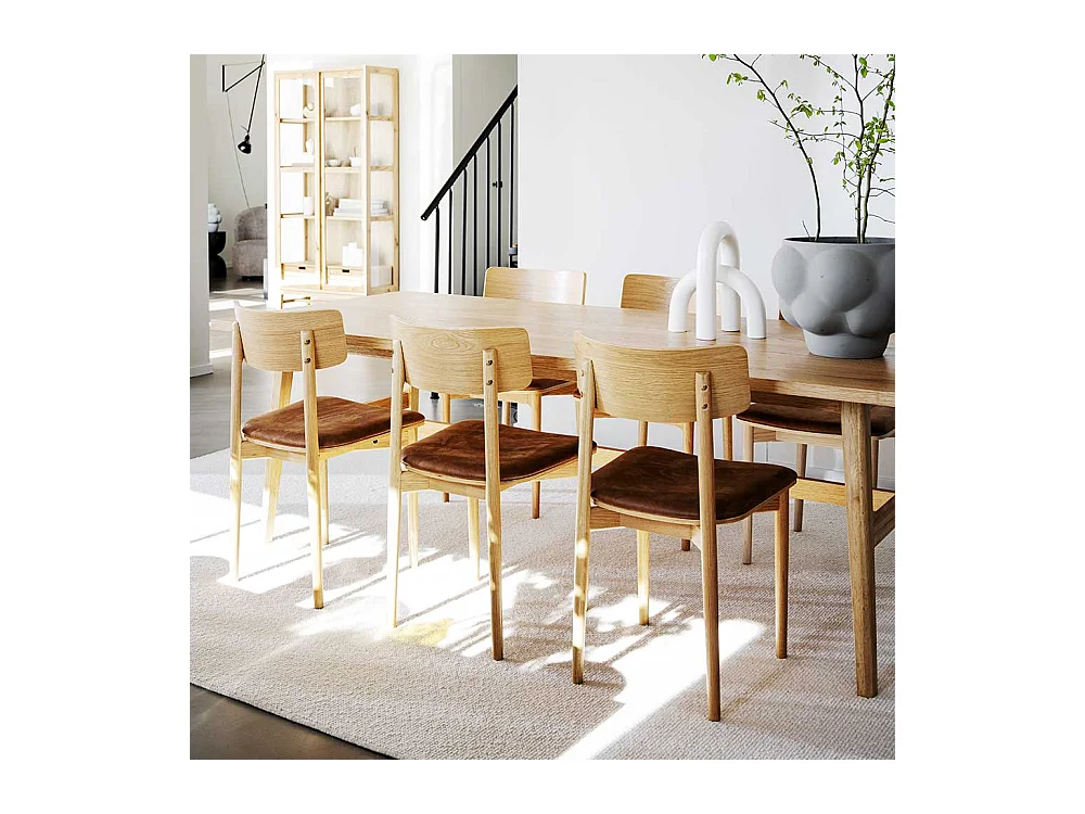 Holzstühle mit Polstersitz in Eichefarben Braun (2er Set)