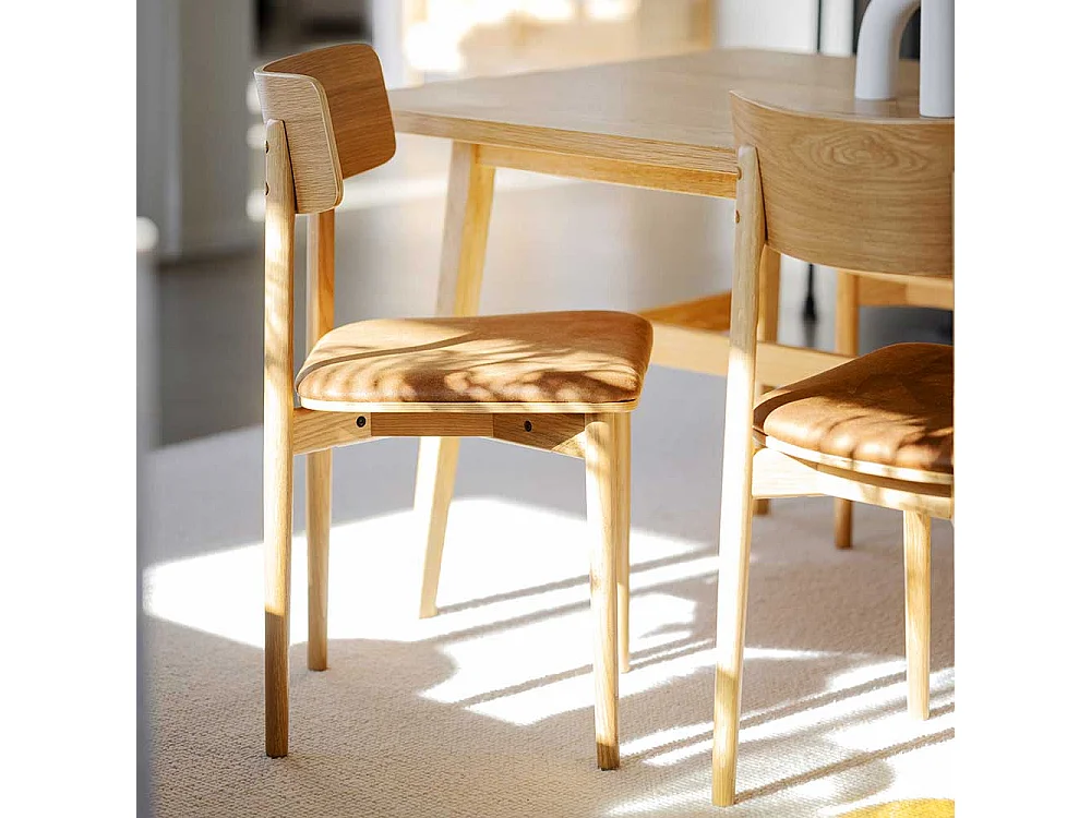 Holzstühle mit Polstersitz in Eichefarben Braun (2er Set)