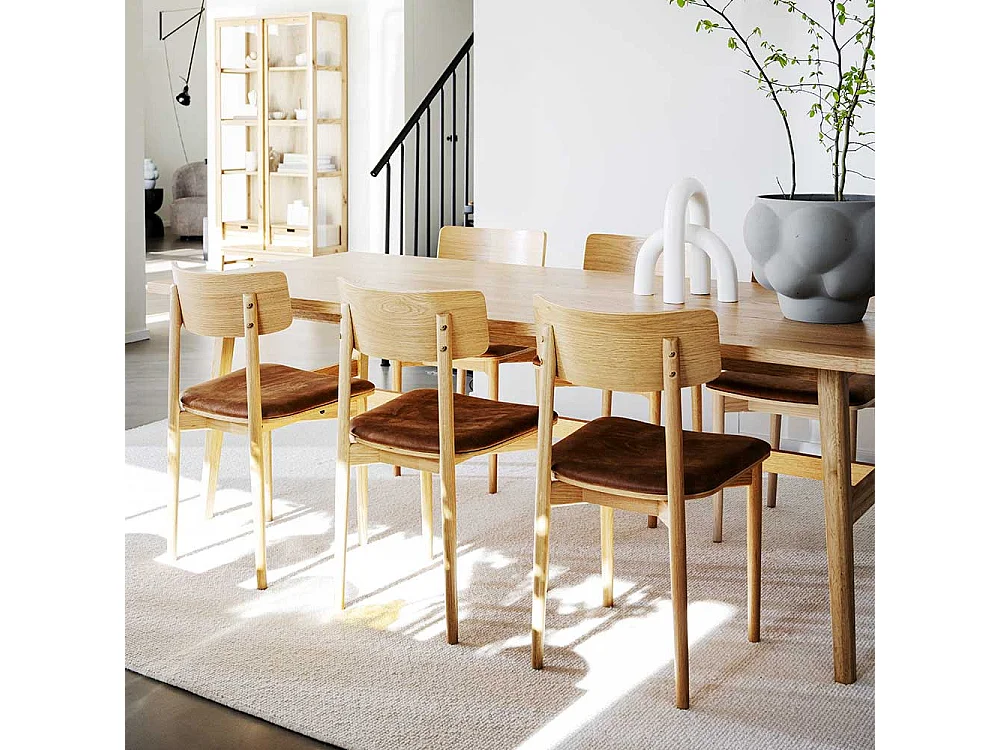 Holzstühle mit Polstersitz in Eichefarben Braun (2er Set)