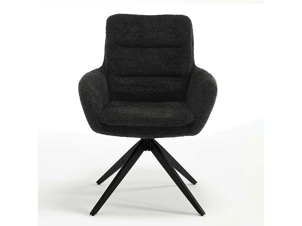 Esszimmerarmlehnstuhl drehbar in Anthrazit und Schwarz Armlehnen (2er Set)