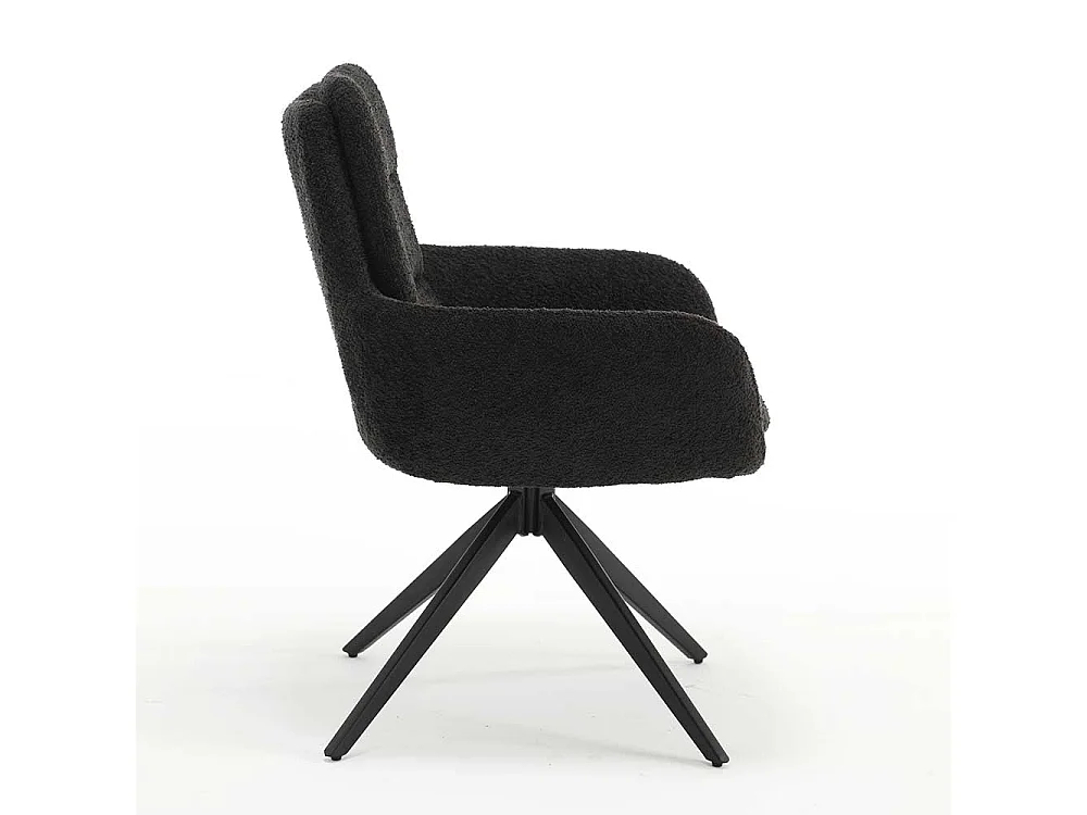 Esszimmerarmlehnstuhl drehbar in Anthrazit und Schwarz Armlehnen (2er Set)