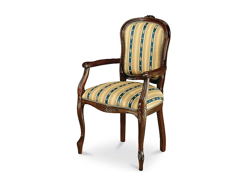 Esstischstuhl im Barock Design Gelb Blau gestreift