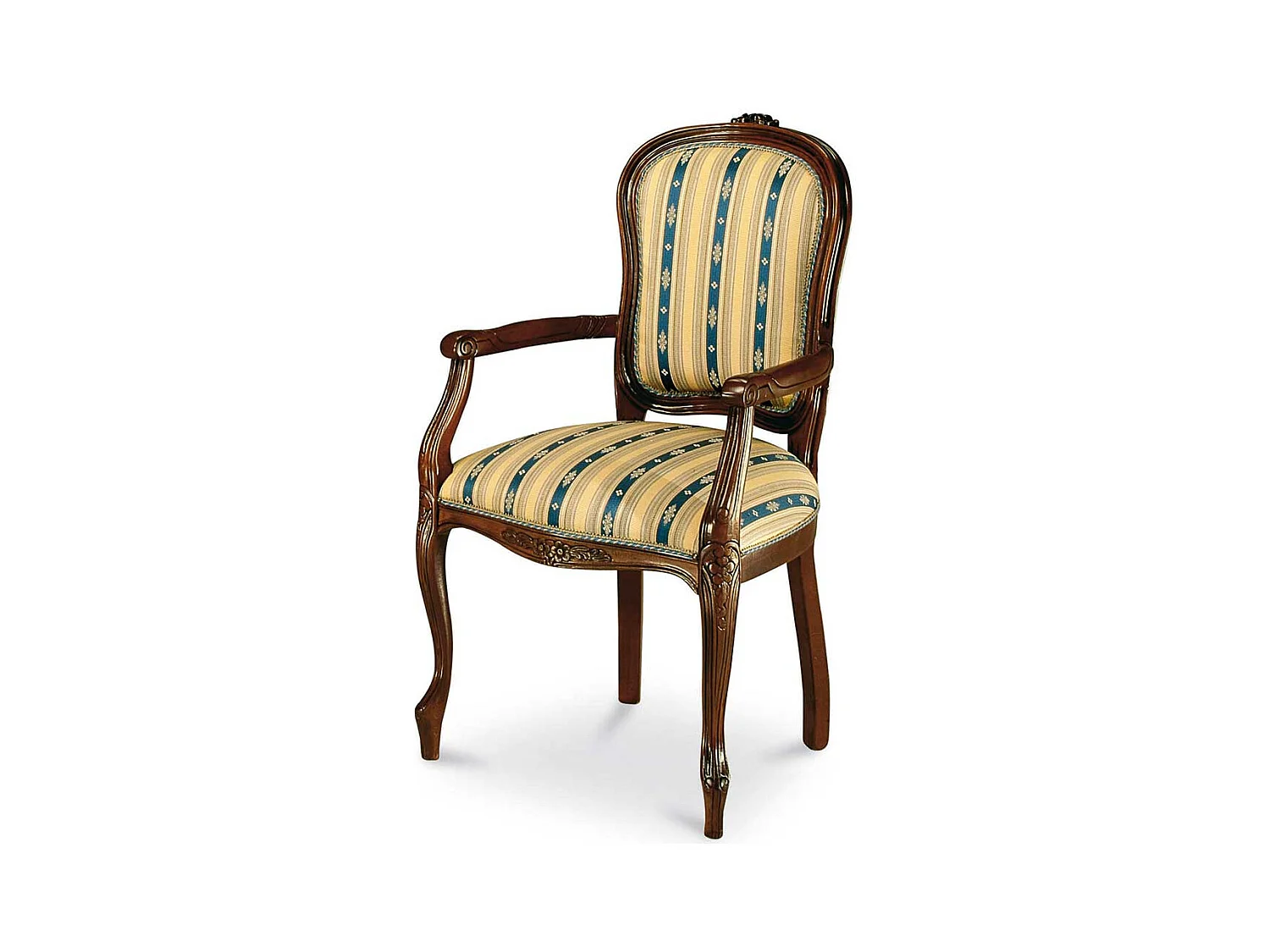 Esstischstuhl im Barock Design Gelb Blau gestreift