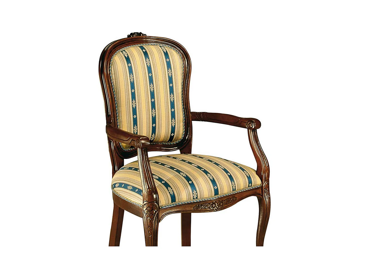 Esstischstuhl im Barock Design Gelb Blau gestreift