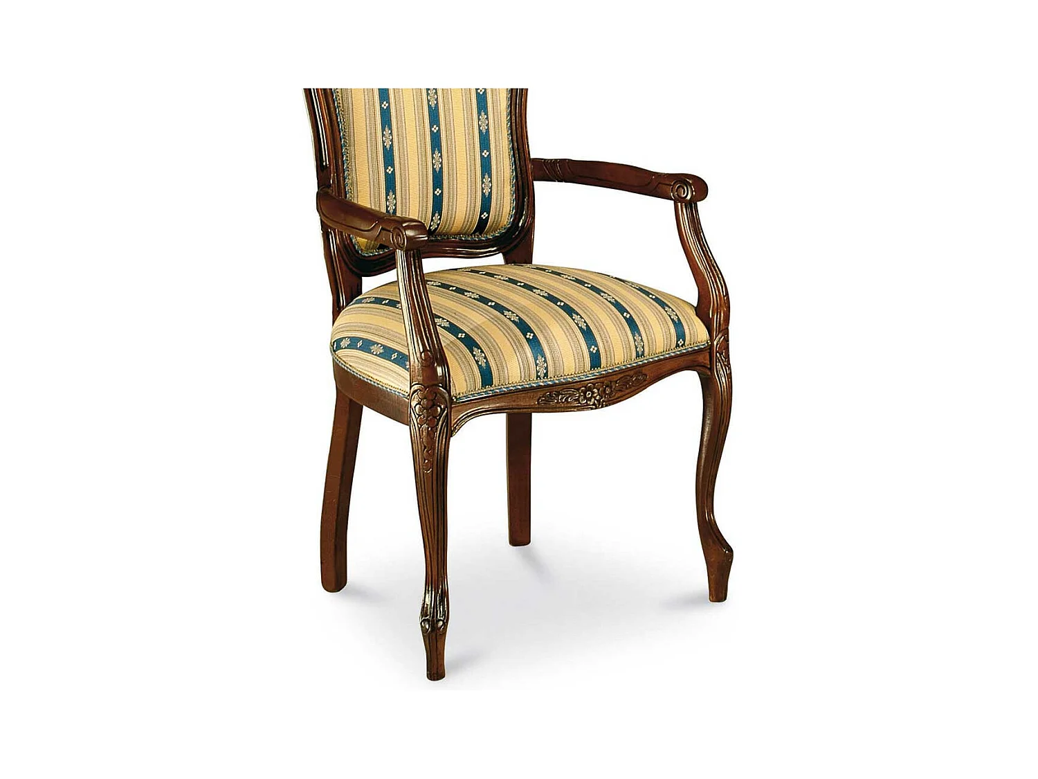 Esstischstuhl im Barock Design Gelb Blau gestreift