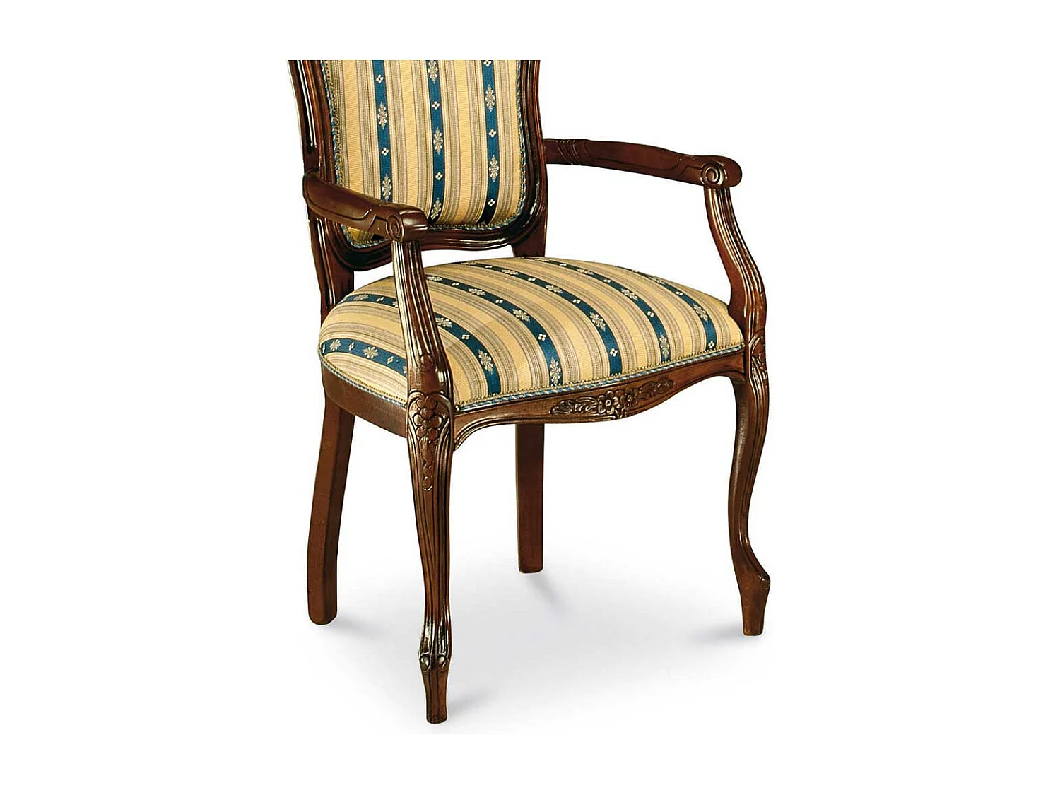 Esstischstuhl im Barock Design Gelb Blau gestreift