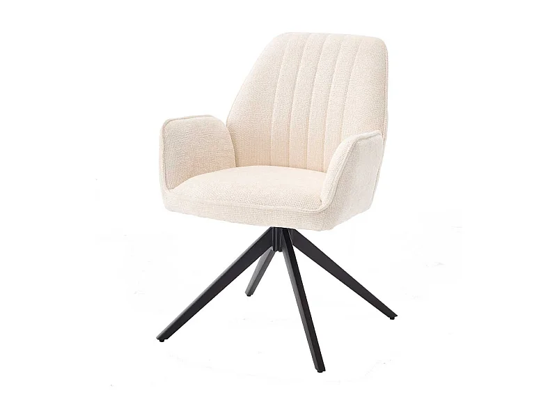 Esszimmerstuhl Polsterstuhl mit Armlehnen in Cremeweiß (2er Set)