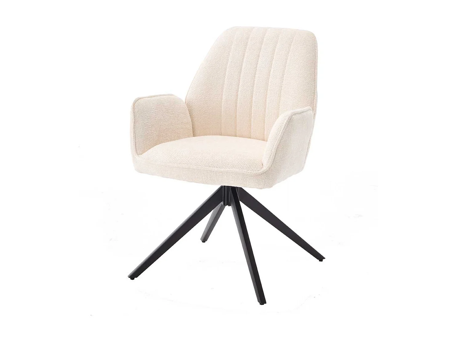 Esszimmerstuhl Polsterstuhl mit Armlehnen in Cremeweiß (2er Set)