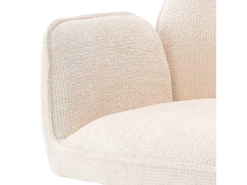 Esszimmerstuhl Polsterstuhl mit Armlehnen in Cremeweiß (2er Set)